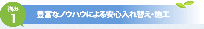 強み1　豊富なノウハウによる安心入れ替え・施工